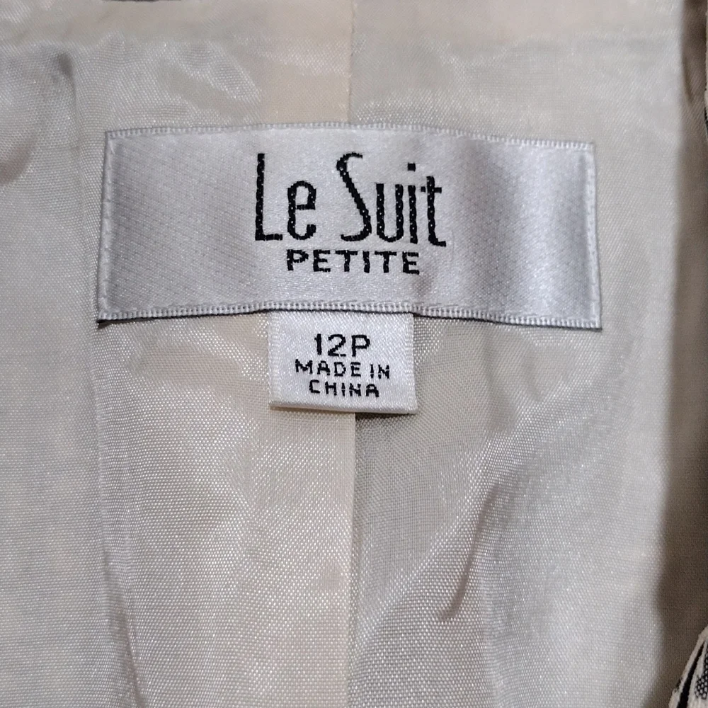 Le Suit Petite Ladies Grey/Black/ Ivory Waist Suit Jacket SZ 12p - Picture 3 of 11